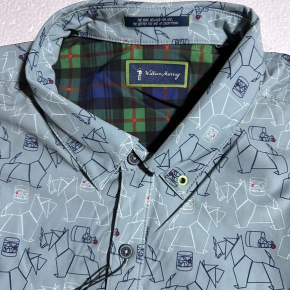 William Murray Scotch Blend Button Down Shirt Carolina Blue Scottie Size XL NWT - Picture 2 of 14